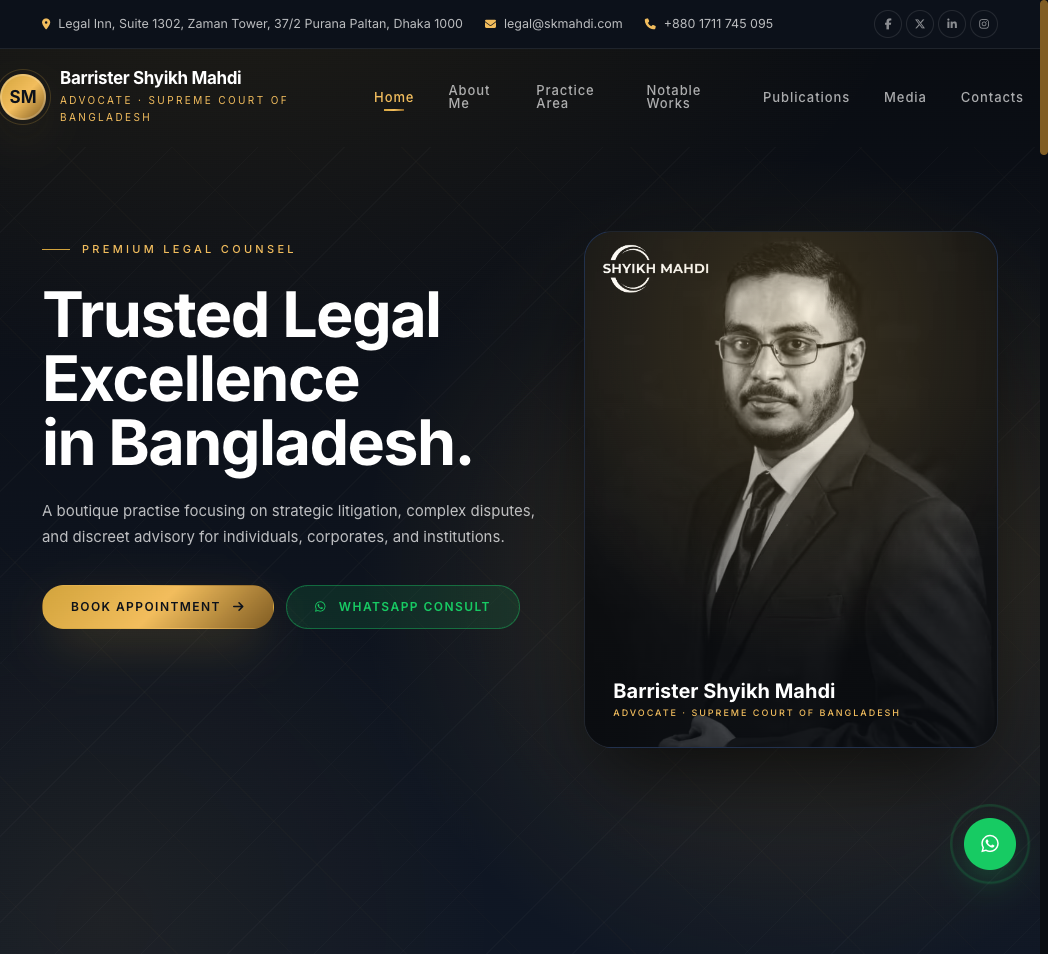 Barrister Shyikh Mahdi academic website homepage
