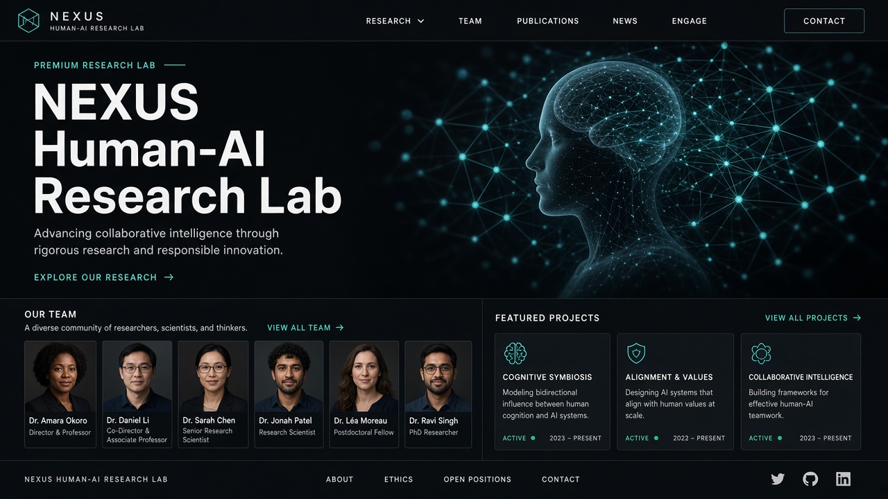NEXUS Human-AI Research Lab website concept